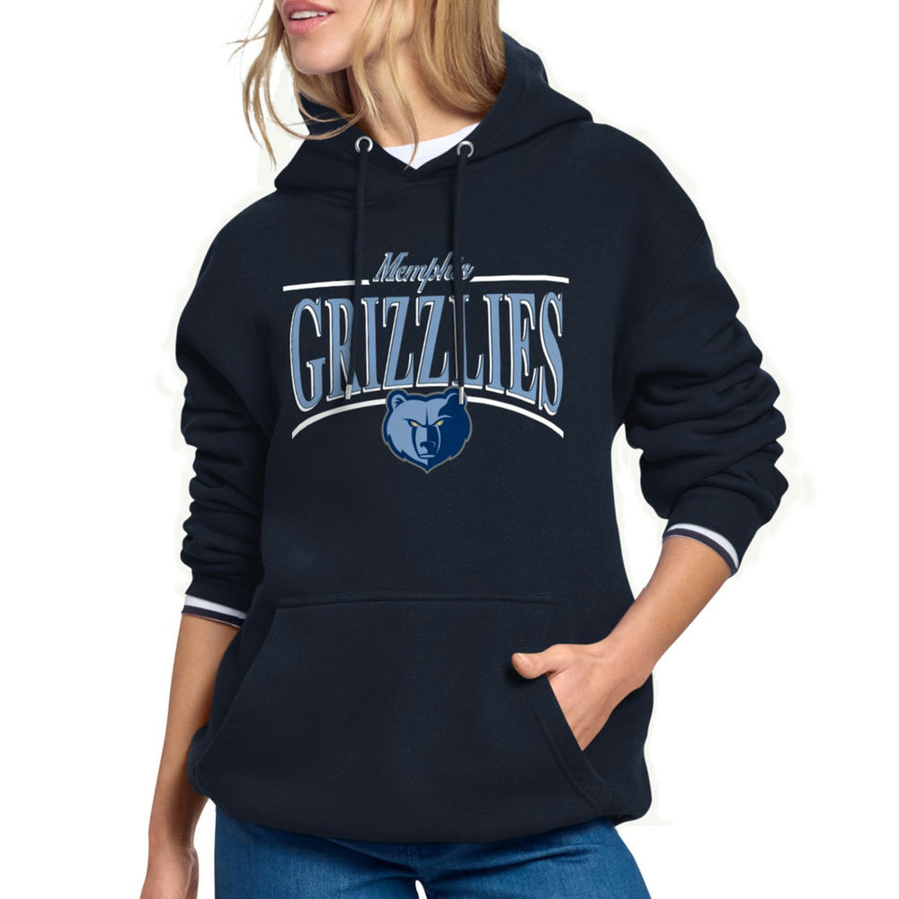 Memphis Grizzlies Starter Women's Arch Stripe Fleece Hoodie Navy