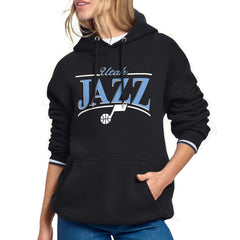 Utah Jazz Starter Women's Arch Stripe Fleece Hoodie Black