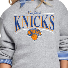 New York Knicks Starter Women's Arch Stripe Fleece Crewneck Sweatshirt Gray