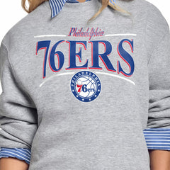 Philadelphia 76ers Starter Women's Arch Stripe Fleece Crewneck Sweatshirt Gray
