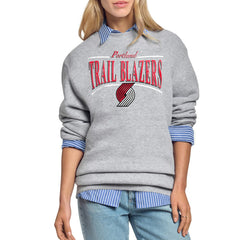 Portland Trail Blazers Starter Women's Arch Stripe Fleece Crewneck Sweatshirt Gray