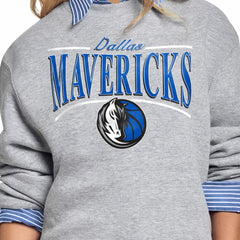 Dallas Mavericks Starter Women's Arch Stripe Fleece Crewneck Sweatshirt Gray