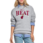 Miami Heat Starter Women's Arch Stripe Fleece Crewneck Sweatshirt Gray