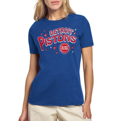 Detroit Pistons Starter Women's Fireworks T-Shirt Blue