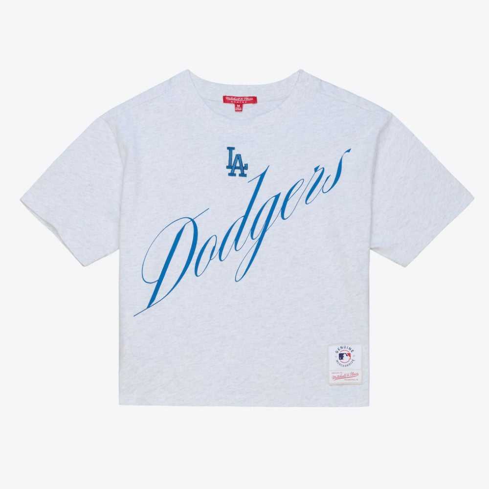 Los Angeles Dodgers Mitchell & Ness Women's Script Cropped Boxy T-Shirt Sale