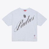 San Diego Padres Mitchell & Ness Women's Script Cropped Boxy T-Shirt Outlet