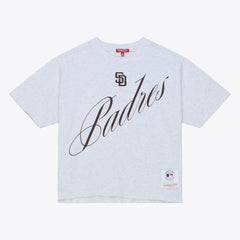 San Diego Padres Mitchell & Ness Women's Script Cropped Boxy T-Shirt Outlet