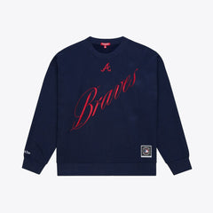 Atlanta Braves Mitchell & Ness Women's Script Sweatshirt Outlet