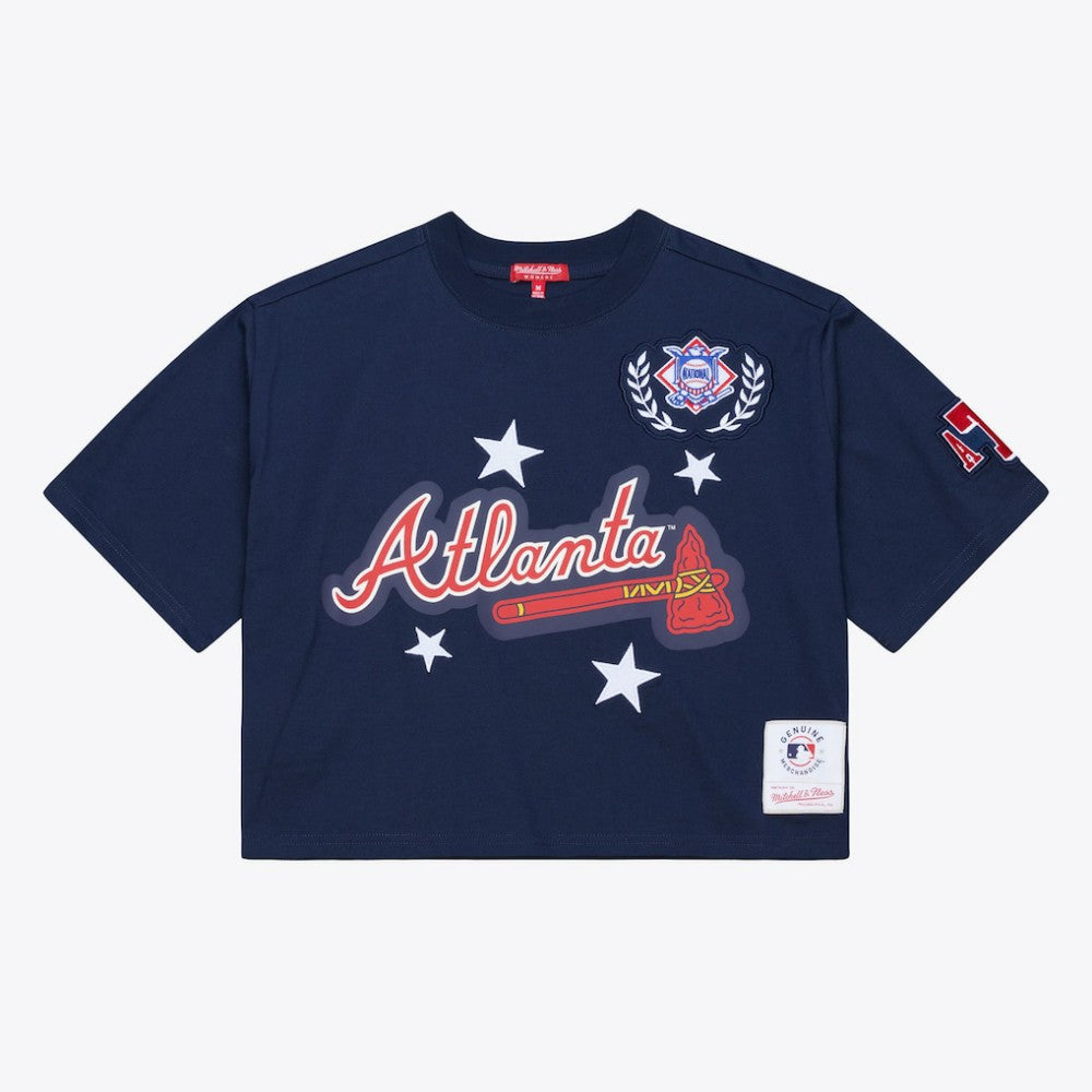 Atlanta Braves Mitchell & Ness Women's Pep Rally Cropped Boxy T-Shirt for sale