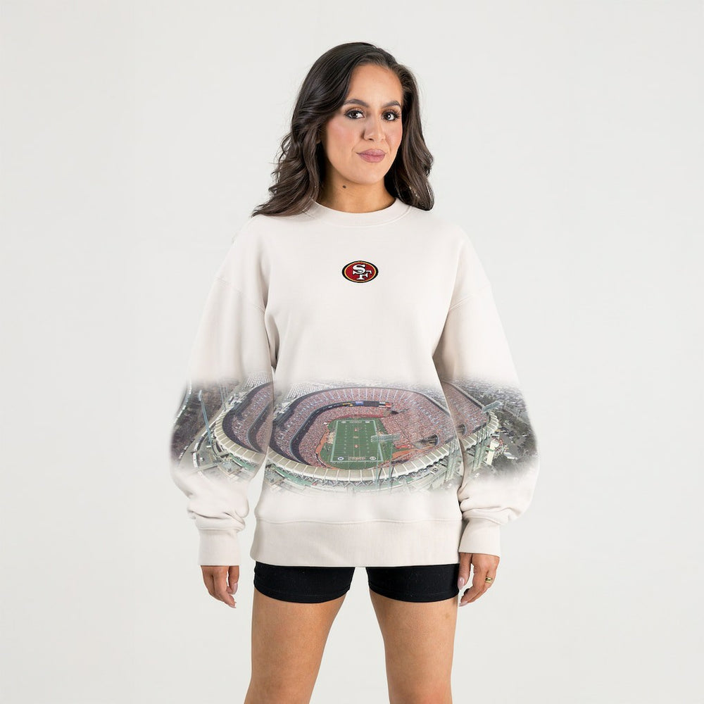 San Francisco 49ers Gameday Couture Women's Power Move Stadium Premium Drop Shoulder Sweatshirt - Natural - NFL