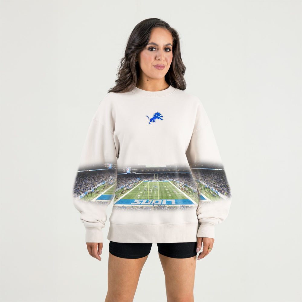 Detroit Lions Gameday Couture Women's Power Move Stadium Premium Drop Shoulder Sweatshirt - Natural - NFL