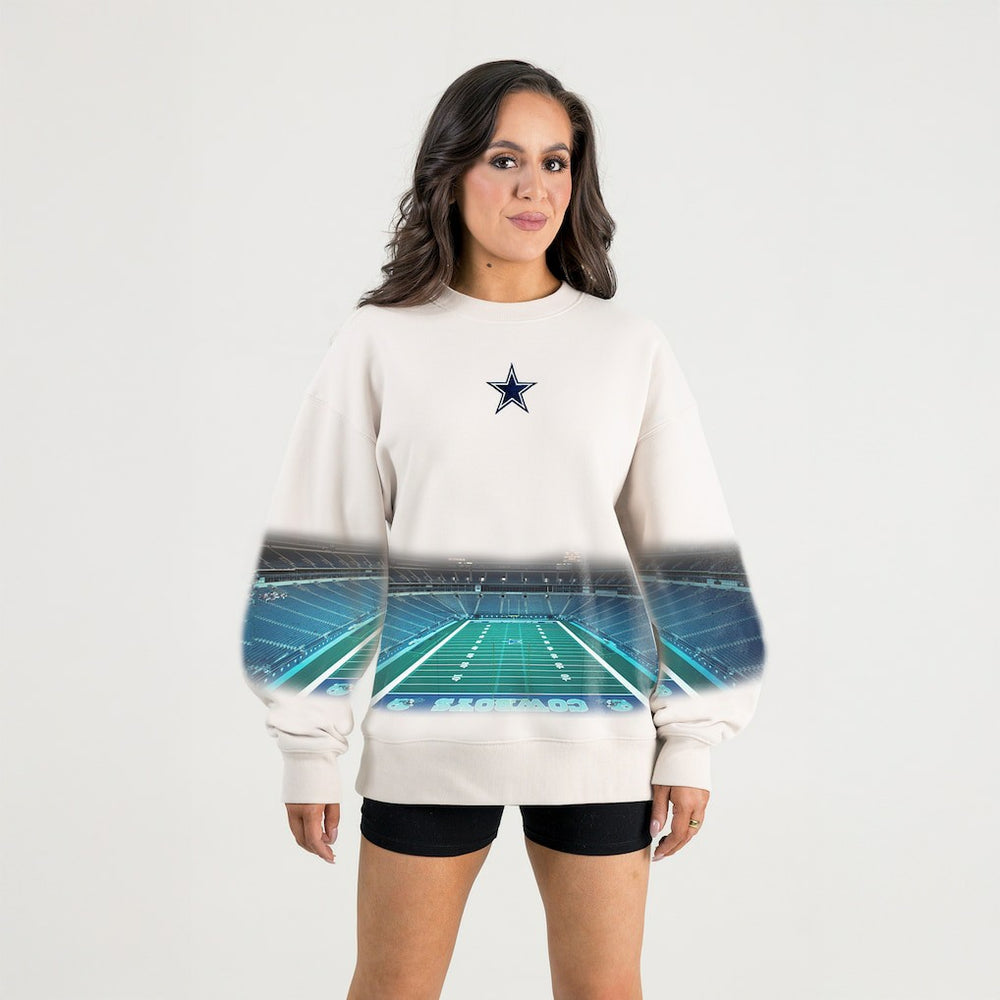Dallas Cowboys Gameday Couture Women's Power Move Stadium Premium Drop Shoulder Sweatshirt - Natural - NFL