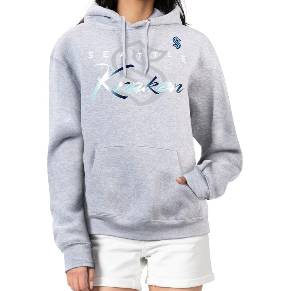 Seattle Kraken G-III 4Her by Carl Banks Women's Shadow Logo Fleece Hoodie - Gray | NHL Clearance