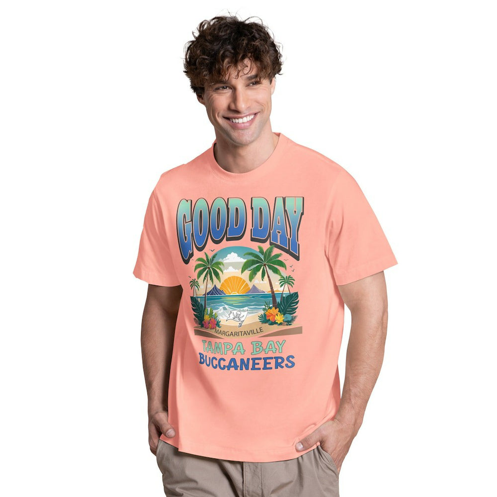 Tampa Bay Buccaneers Margaritaville Good Day T-Shirt - Coral - NFL