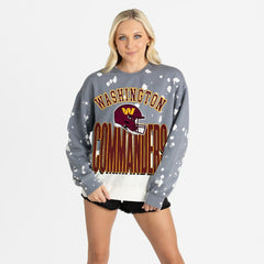 Washington Commanders Gameday Couture Women's Arch Rivals Faded Wash Sweatshirt - Gray - NFL