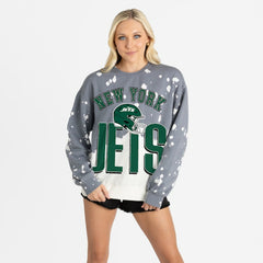 New York Jets Gameday Couture Women's Arch Rivals Faded Wash Sweatshirt - Gray - NFL