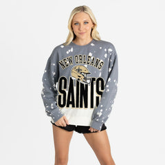 New Orleans Saints Gameday Couture Women's Arch Rivals Faded Wash Sweatshirt - Gray - NFL