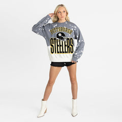 Pittsburgh Steelers Gameday Couture Women's Arch Rivals Faded Wash Sweatshirt - Gray - NFL