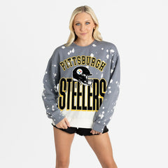 Pittsburgh Steelers Gameday Couture Women's Arch Rivals Faded Wash Sweatshirt - Gray - NFL