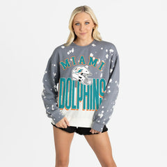 Miami Dolphins Gameday Couture Women's Arch Rivals Faded Wash Sweatshirt - Gray - NFL