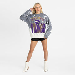 Minnesota Vikings Gameday Couture Women's Arch Rivals Faded Wash Sweatshirt - Gray - NFL
