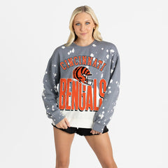 Cincinnati Bengals Gameday Couture Women's Arch Rivals Faded Wash Sweatshirt - Gray - NFL