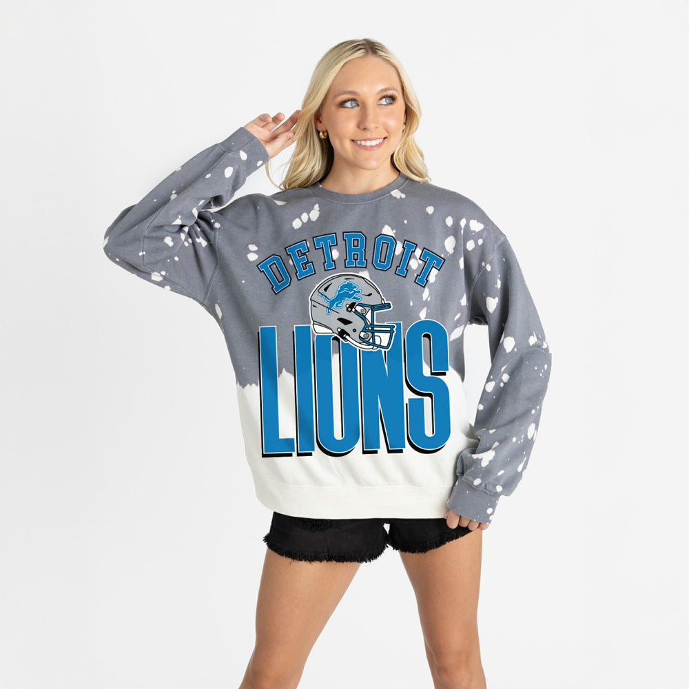 Detroit Lions Gameday Couture Women's Arch Rivals Faded Wash Sweatshirt - Gray - NFL