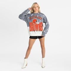 Cleveland Browns Gameday Couture Women's Arch Rivals Faded Wash Sweatshirt - Gray - NFL