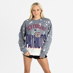 New England Patriots Gameday Couture Women's Arch Rivals Faded Wash Sweatshirt - Gray - NFL