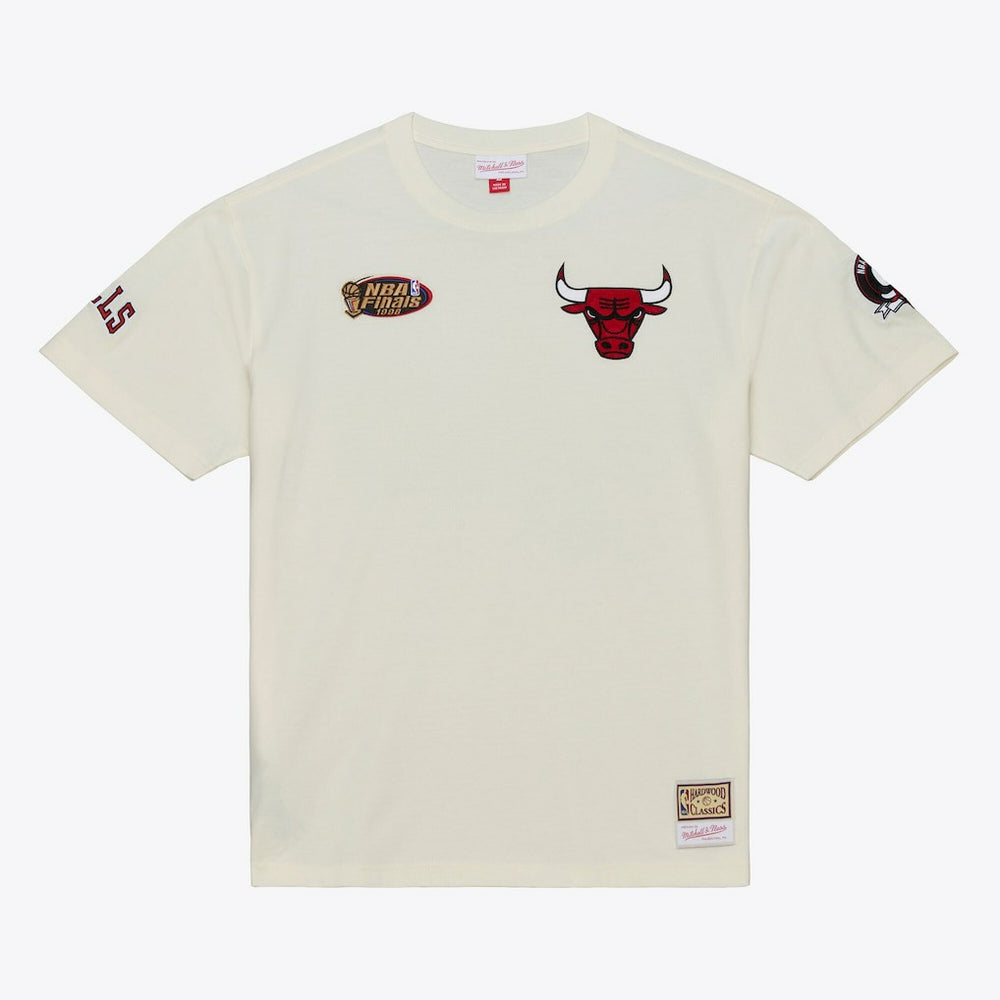 Mitchell & Ness Chicago Bulls Hardwood Classics Chainstitch Premium T-Shirt Cream