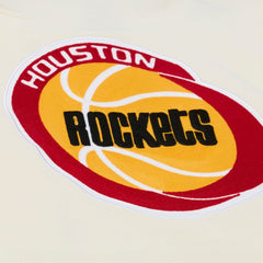 Mitchell & Ness Houston Rockets Hardwood Classics Chainstitch Premium Fleece Hoodie Cream