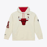 Mitchell & Ness Chicago Bulls Hardwood Classics Chainstitch Premium Fleece Hoodie Cream