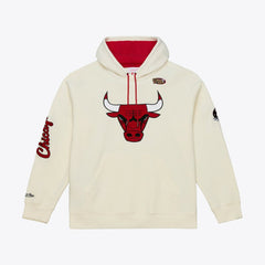 Mitchell & Ness Chicago Bulls Hardwood Classics Chainstitch Premium Fleece Hoodie Cream