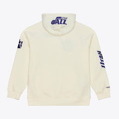 Mitchell & Ness Utah Jazz Hardwood Classics Chainstitch Premium Fleece Hoodie Cream
