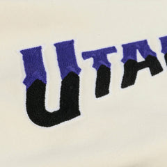 Mitchell & Ness Utah Jazz Hardwood Classics Chainstitch Premium Fleece Hoodie Cream