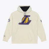 Mitchell & Ness Los Angeles Lakers Hardwood Classics Chainstitch Premium Fleece Hoodie Cream