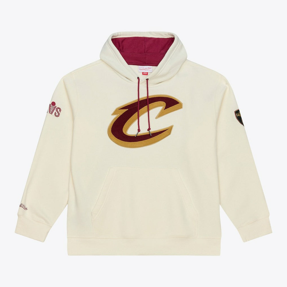 Mitchell & Ness Cleveland Cavaliers Hardwood Classics Chainstitch Premium Fleece Hoodie Cream