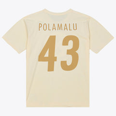 Troy Polamalu Pittsburgh Steelers Sandman Name & Number T-Shirt - Cream - Mitchell & Ness