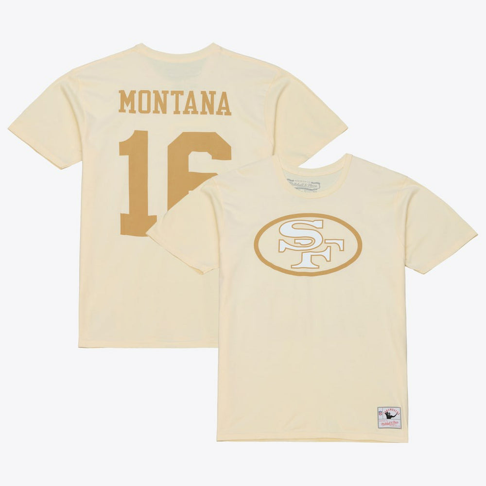 Joe Montana San Francisco 49ers Sandman Name & Number T-Shirt - Cream - Mitchell & Ness