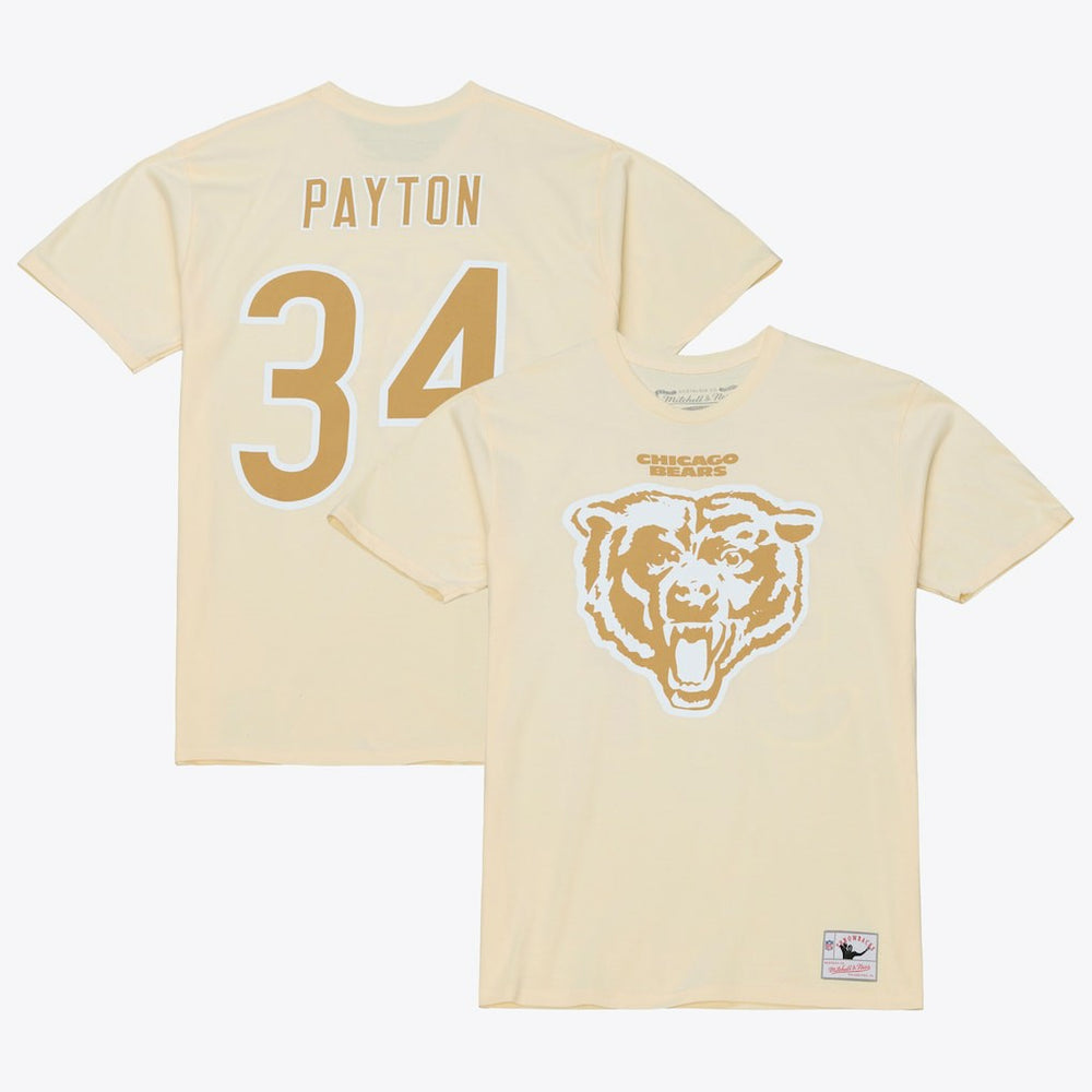 Walter Payton Chicago Bears Sandman Name & Number T-Shirt - Cream - Mitchell & Ness