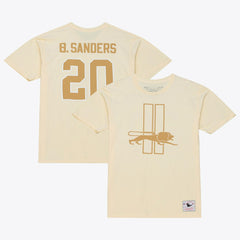 Barry Sanders Detroit Lions Sandman Name & Number T-Shirt - Cream - Mitchell & Ness