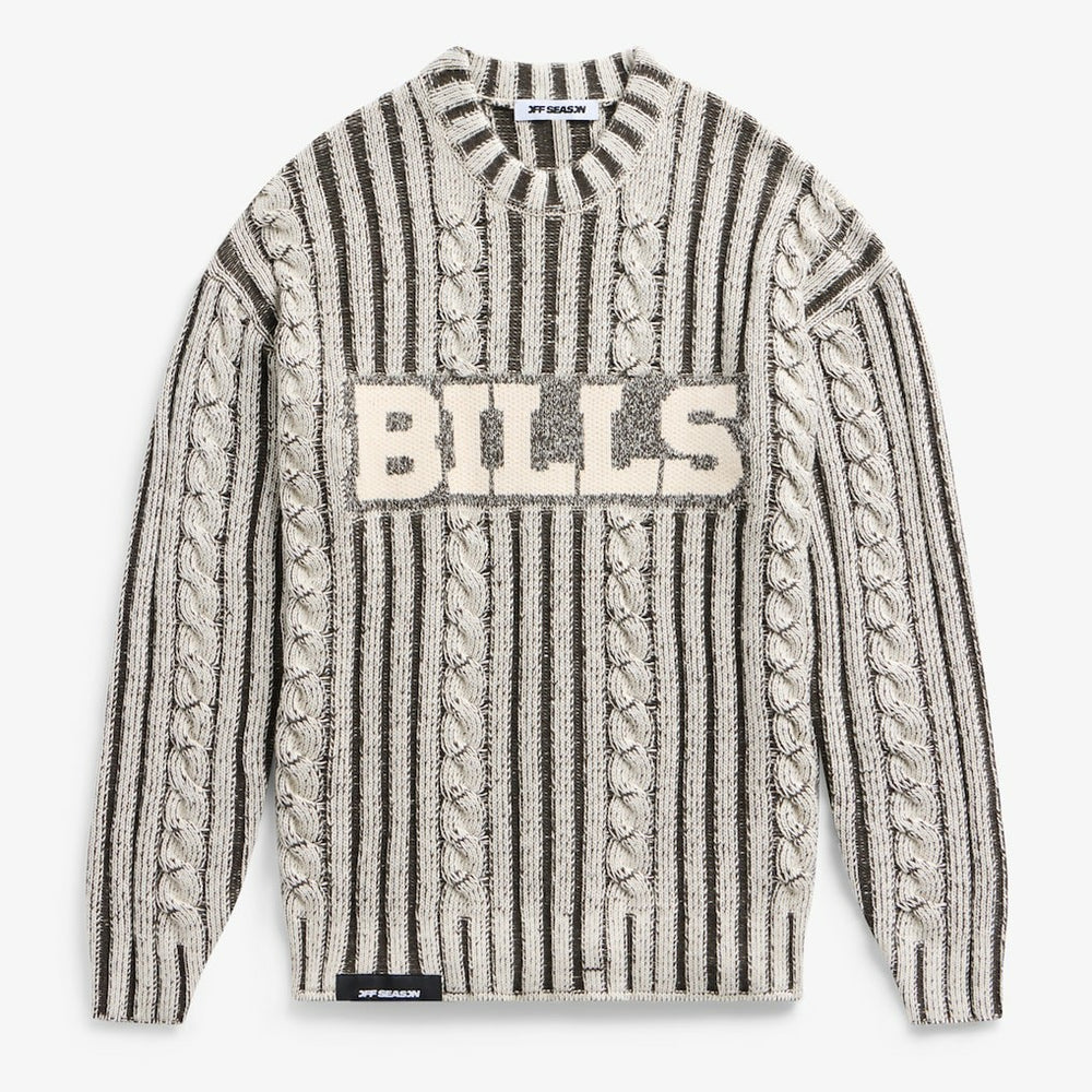 Buffalo Bills Off Season x NFL Unisex Cable Knit Sweater - Cream/Gray - NFL