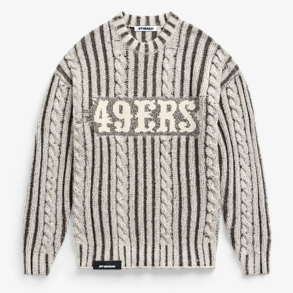 San Francisco 49ers Off Season x NFL Unisex Cable Knit Sweater - Cream/Gray - NFL