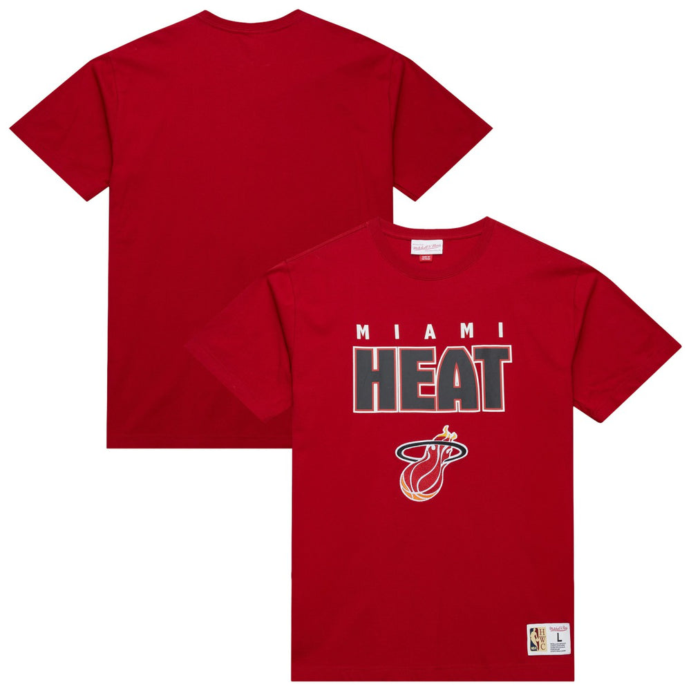 Mitchell & Ness Miami Heat Hardwood Classics Throw It Back Premium T-Shirt Red