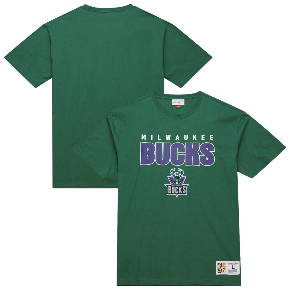 Mitchell & Ness Milwaukee Bucks Hardwood Classics Throw It Back Premium T-Shirt Green
