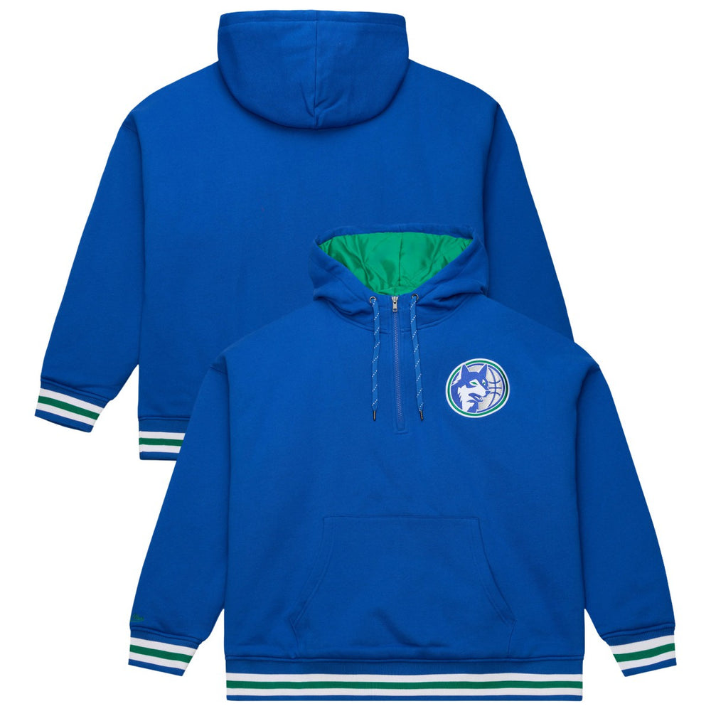 Mitchell & Ness Minnesota Timberwolves Throw It Back Quilted Fleece Quarter-Zip Hoodie Royal