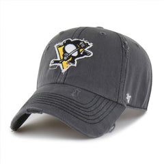 Pittsburgh Penguins '47 Weathered Clean Up Adjustable Hat - Charcoal | 47 brand Lifestyle