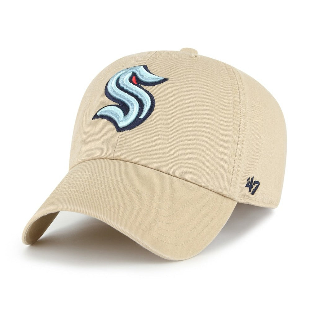 Seattle Kraken '47 Logo Clean Up Adjustable Hat - Khaki | 47 brand Lifestyle