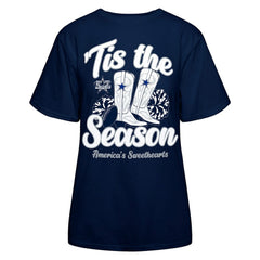 Dallas Cowboys Women's 'Tis The Season Boots T-Shirt - Navy - NFL