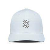 Seattle Kraken Levelwear Rise Slate & Snow Structured Flex Hat - White | NHL on sale